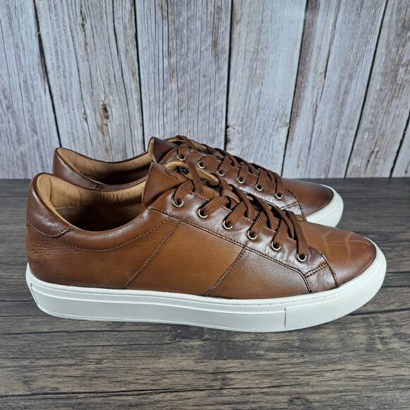 Born Reserve Low Top Leather Sneaker Men's Sz 10.5 Tan Tobacco Brown (VGC) - Picture 3 of 10
